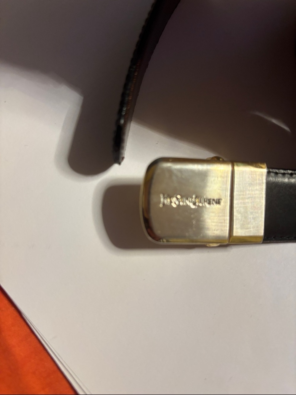 Yves Saint Laurent Black Leather Double-Wrap Belt with Gold Logo Buckle - Picture 4 of 6